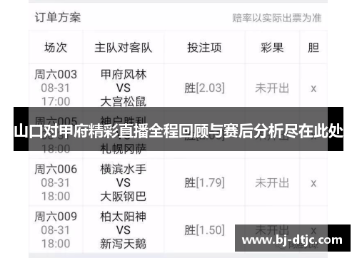 山口对甲府精彩直播全程回顾与赛后分析尽在此处