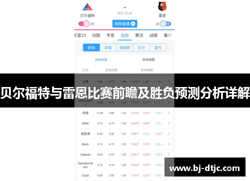 贝尔福特与雷恩比赛前瞻及胜负预测分析详解